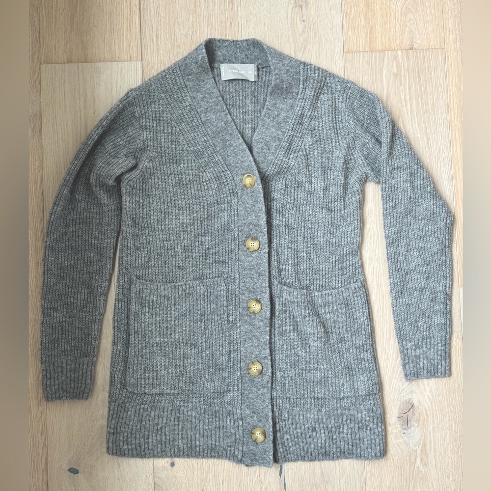Everlane The Oversized Alpaca Cardigan Grey Button Up XXS